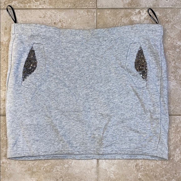 Color Block Dresses & Skirts - Color Block Sweatshirt Beaded Miniskirt